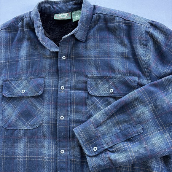 Stillwater Supply Co. Other - Stillwater Supply Co Sherpa Lined Flannel Shirt Jacket‎ XL Blue Plaid Snap Front